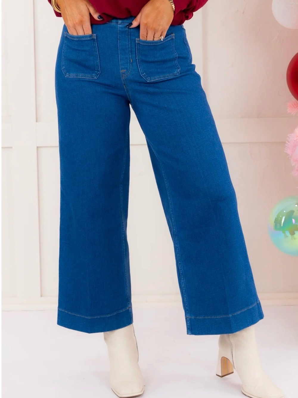SPANX Cropped Wide Leg Patch Pocket Jean